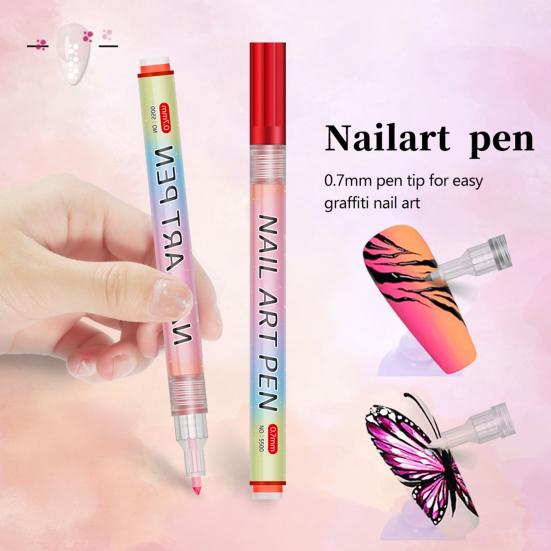 Neglekunst Pennsett DIY Plast Maling Markører for Gelnegler 0,7mm Spiss Doodle Tegnepenner Gave til Nybegynnere og Profesjonelle