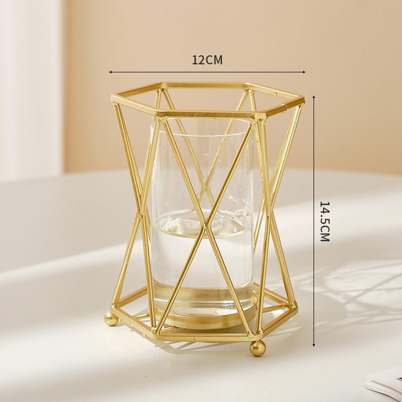 

Скандинавский стиль Золотая ваза Металлический цветочный горшок Цветочная композиция Сплав Стеклянные вазы Украшение стола Роскошный домашний декор