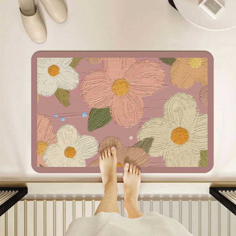 Diatom Mud Bathroom Absorbent Floor Mat Toilet Entrance Door Anti-slip Bathroom Mat Foot Mat Toilet Household Carpet