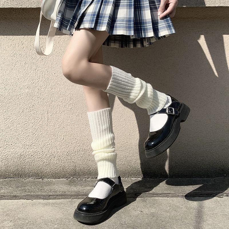 Guêtres Tricotées Blanches pour Femmes - Style Y2K Japonais, Chaussettes Longues Lolita Automne/Hiver