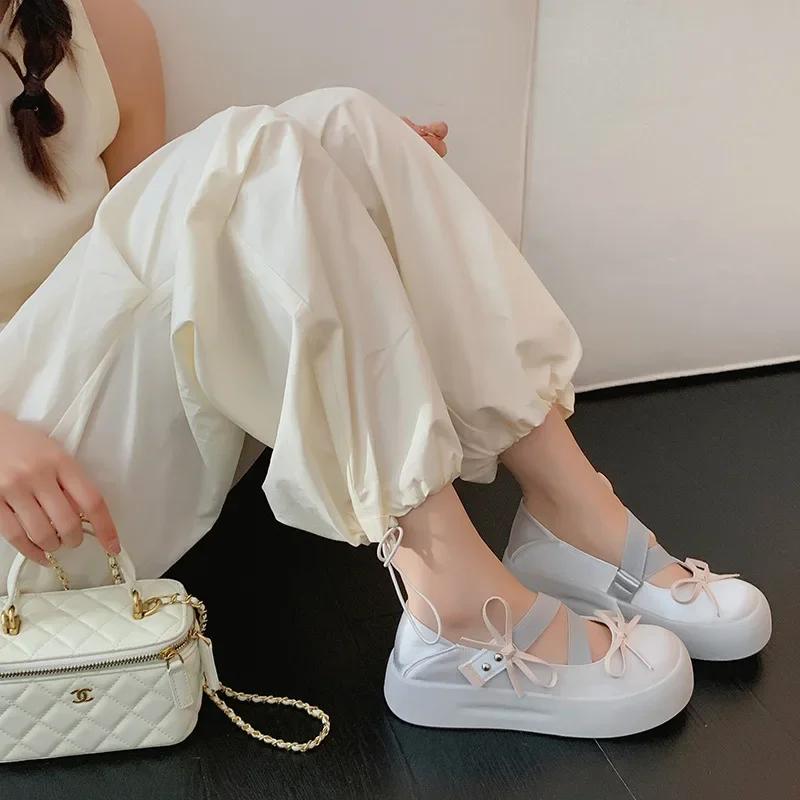 Bow Flats Platform Mary Jane Women Shoes Comfort Sneaker New Trend Dress Designer Walking Outdoor Shoes Women Luxury Footwear