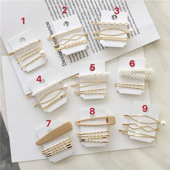 4ks/sada Sweet Faux Pearl Metal Barrette Women Postranní spona do vlasů Pokrývka na hlavu