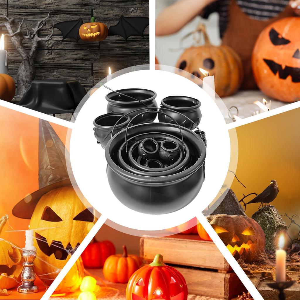 Wizardes Witches Cauldron Decoration Props Halloween Theme Parties Table Centerpieces Candy Holder for Boys Girls Kids Holiday