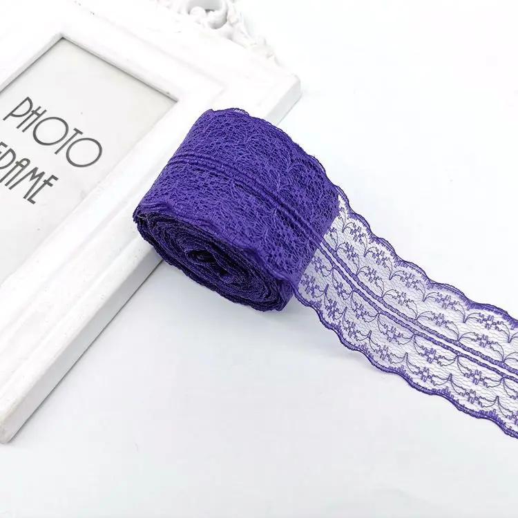 10Meters/Roll 4.5CM Red Black Blue Embroidery Lace Ribbon DIY Apparel Sewing Fabric Wedding Christmas Halloween Gift Decoration