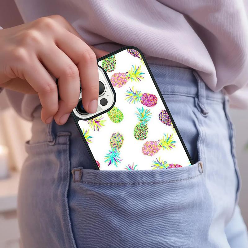 

Kawaii Pineapple Art Phone Case For iPhone 17 Air 15 16e 14 13 Pro Max Coque 12 11 Pro Max PLUS cover iPhone 15pro