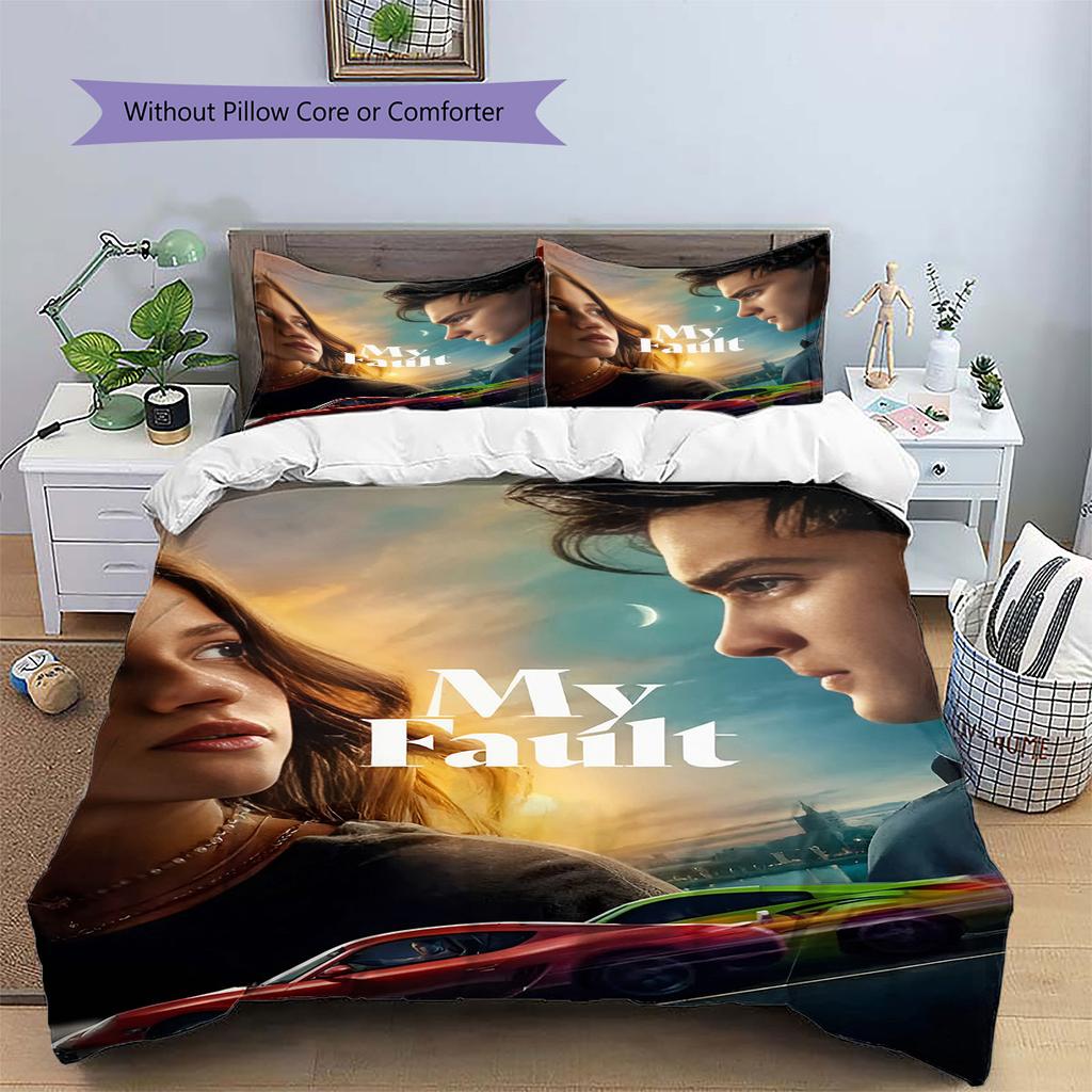 My Fault Pattern Bedding,Quilt Set Quilt Cover Pillowcase Home Birthday Gift(1 * Duvet Cover + 2 * Pillowcase, Without Core)