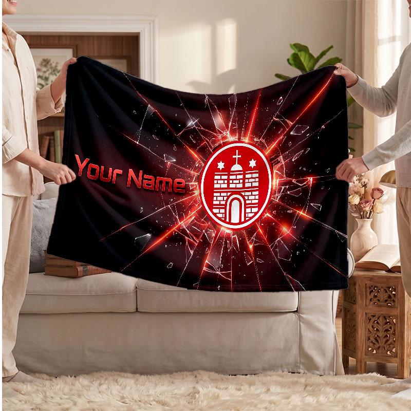 FC St. Pauli Personalized Fleece Blanket With Football Logo, Custom Name Text Soft Warm Home Throw Blanket