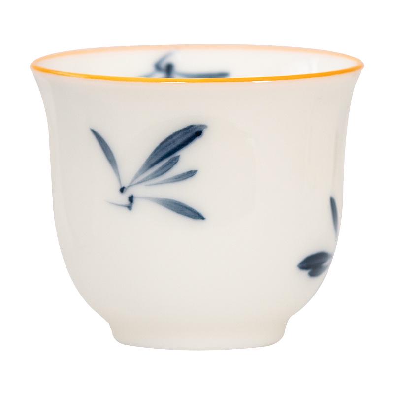 Hand-Painted White Porcelain Tea Cup, Personal Kung Fu Tea Set Bowl