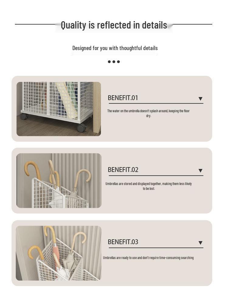 Umbrella Stand & Storage Rack for Entryway or Office