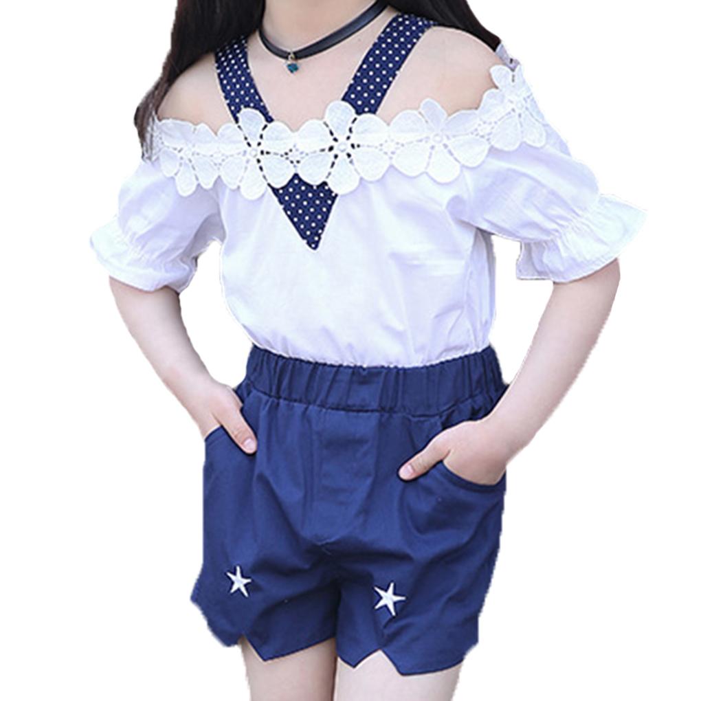 

Kids Baby Girls Lace T-shirt Tops Pants Shorts Summer Outfits Clothes 120cm