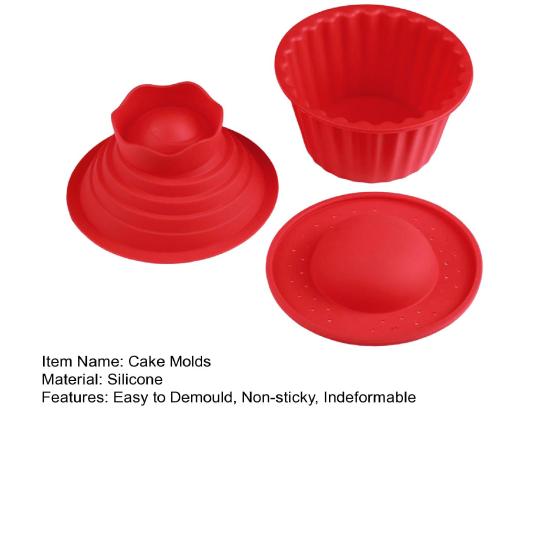 3 stk/sett Kakeformer Non-stick Enkel utforming Myk tekstur Rivebestandig baking Silikon Big Top Giant Cupcake Fondantformer Kakebakeverktøy