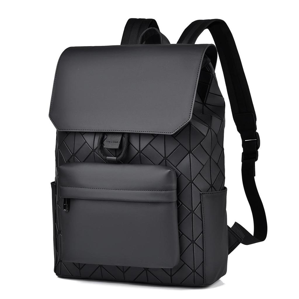 Trendy Men's Geometric Pattern Bookbag: Stylish, Versatile, Large Capacity, Lightweight Double Shoulder Backpack