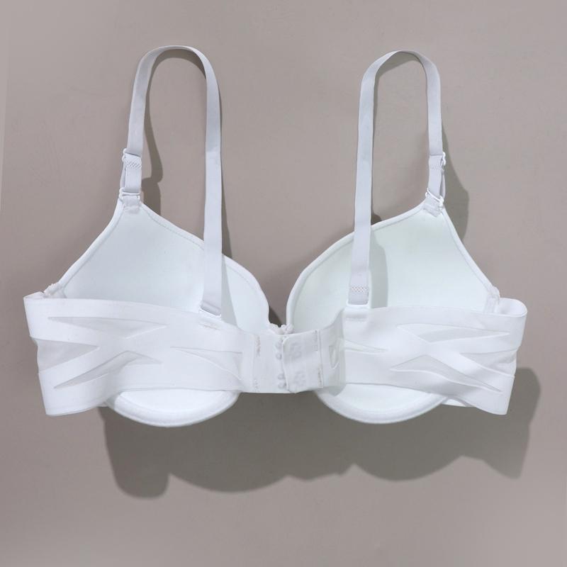 Women Small Bust-enhancing Gathered Bra with Seamless Clasp Mesh Breathable Straps Bow-knot Underwire Lingerie- 9874
