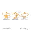 18K Gold Plated Stainless Steel Bowknot Flower Open Ring Set, Instagram Style Zircon Ring for Women, Non-fading