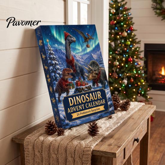 Decorative Acrylic Pendants Christmas Dinosaur Countdown Calendar, 24Pcs Ornament Set with Cute Party Favors Dino Designs, Holiday Tree Hanging Decor