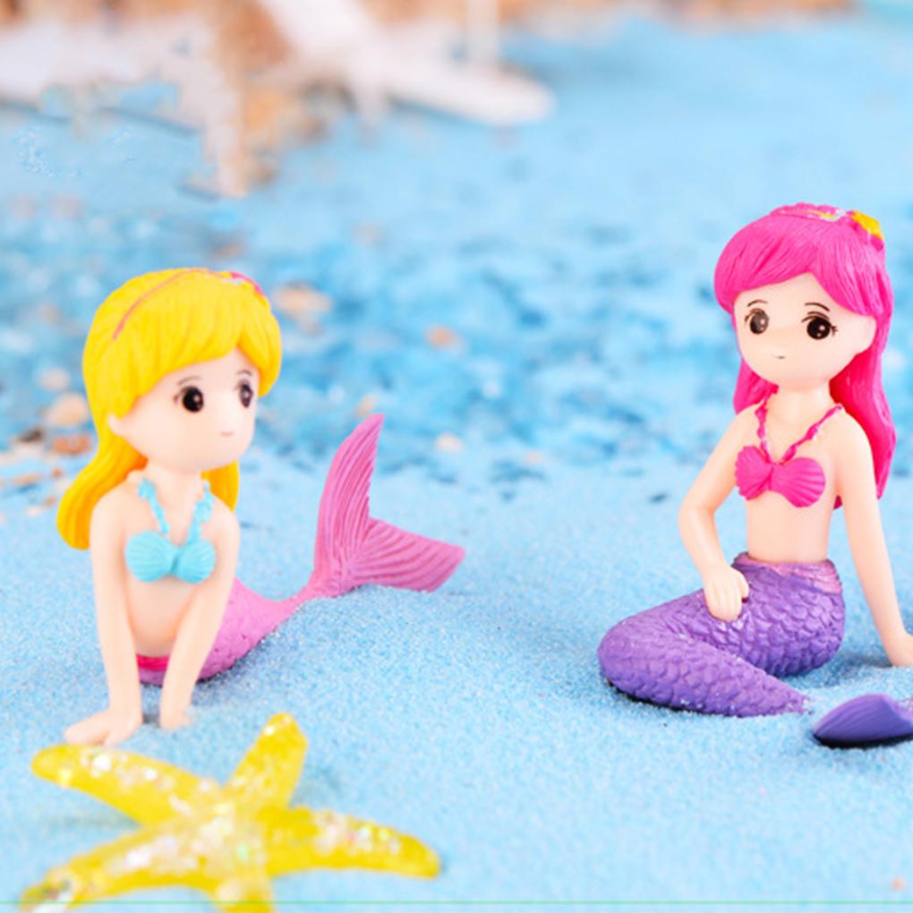Mermaid Ornament Cartoon DIY Decor Miniature Lovely Water Scope Crafts Fish Tank Sculpture Adorable Aquarium Doll for Household