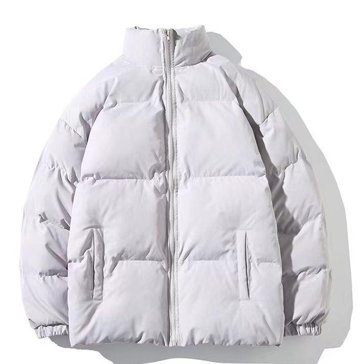 Korean Style Men's Thick Cotton Jacket - Loose, Warm, Stand-up Collar, Plus Size for Autumn & Winter