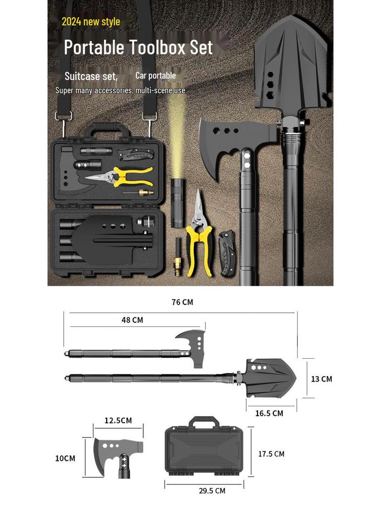 Multifunctional Survival Shovel & Axe Set for Camping and Self-Defense