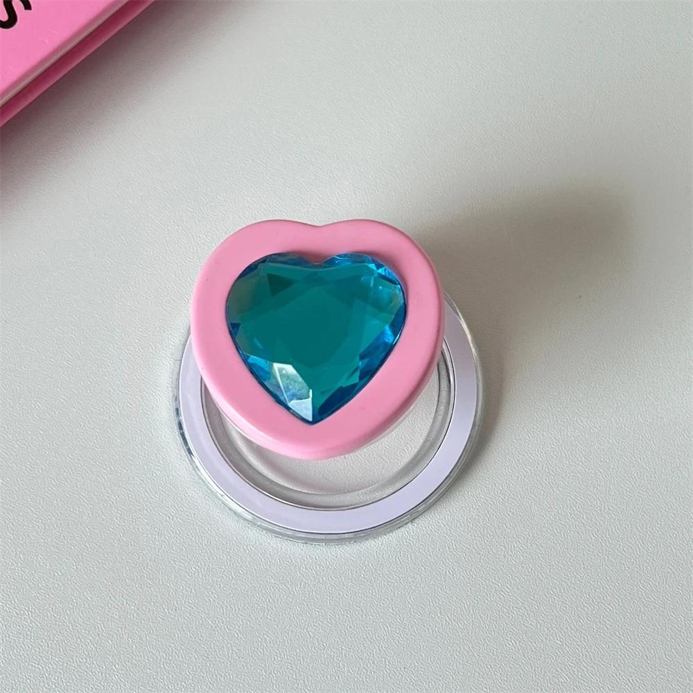 

INS Korean Cute 3D Diamond Love Heart For Magsafe Holder Magnetic Phone Grip Tok For iPhone 16 Wireless Charging Case Bracket