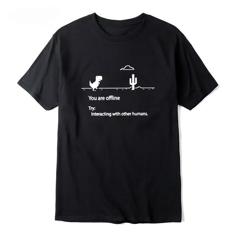 2025 nuova T-shirt da uomo di alta qualità in cotone con stampa divertente di dinosauri, vestibilità larga, girocollo, maglietta da uomo a maniche corte, magliette da uomo