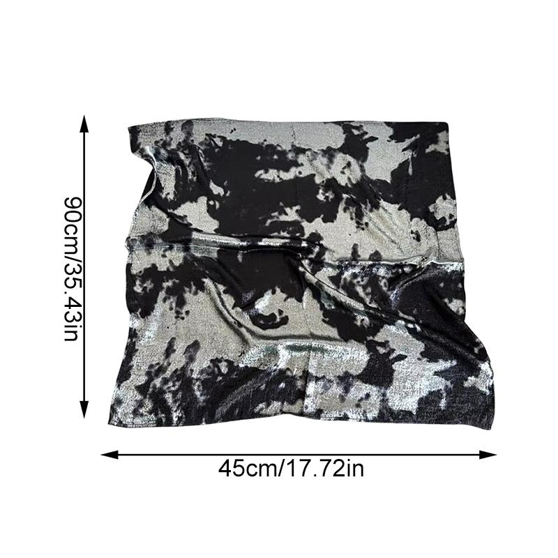 Y2K Tekutá Stříbrná Punk Leopardí Vzor Cool Hadí Vzor Hip-Hop Styl Metalický Retro Styl Pokrývka hlavy Oblečení na Hudební Festival 45x90cm