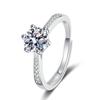 One Carat Six-Prong Moissanite Ring for Women - Internet Celebrity Style Live Broadcast Simulation