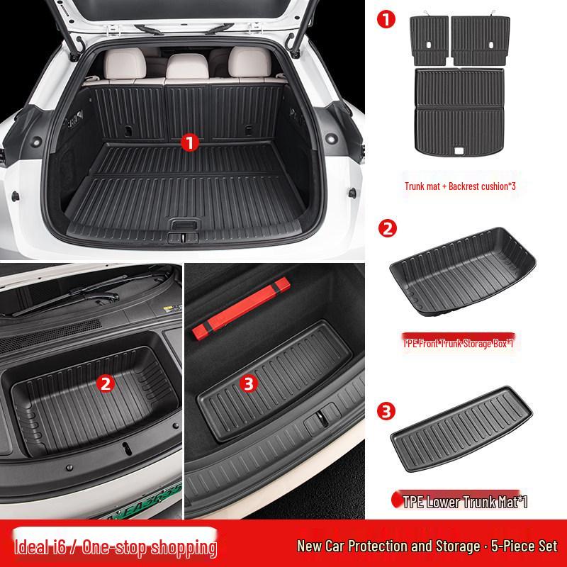 Ideal i6/i8 Trunk Mat: TPE Full Surround, Waterproof, Wear-Resistant Car Accessory