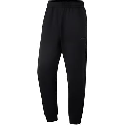 Comfortable Simple Cuffed Versatile Mid-Rise Casual Pants Men Bottoms Black AKLV059-1