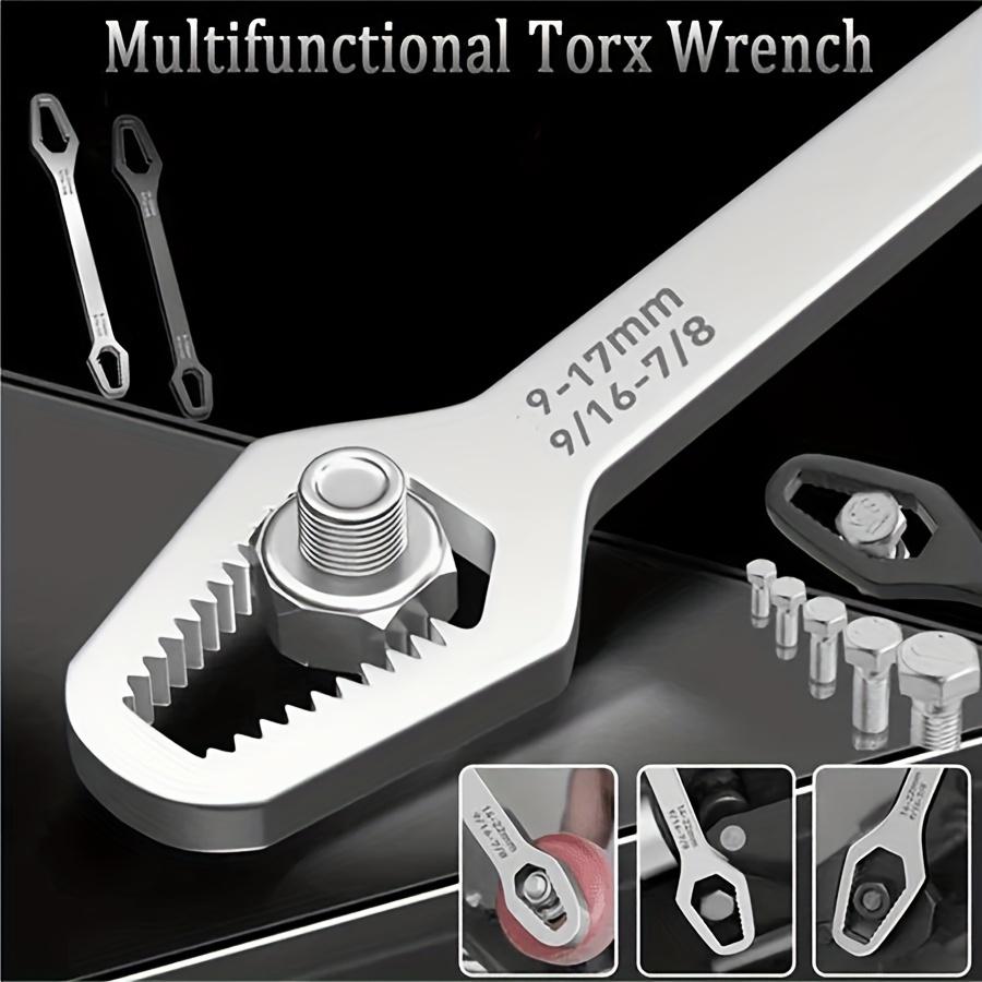 3pcs Set Multifunctional Black Torx Wrench | Adjustable Self-Tightening Dual-Head Wrench with 3-24mm Sizes, 5mm Thick Durable Design and Portable