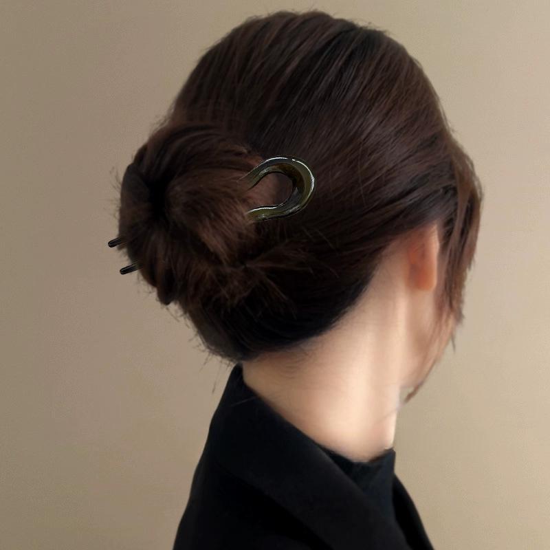 Nowy widelec do włosów w kształcie litery U Kobiety Moda Acetat szylkretowy Wsuwka do włosów Geometryczny design Nakrycie głowy Patyczki do włosów Akcesoria do włosów dla dziewczyn