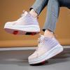 Children Wear Resistant Fashionable Trend Double Row Four Wheel Pulley Walking Shoes Sports Board Shoes