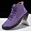 Men's Leather Ankle Boots Outdoor Casual Boots Vintage Soft Sneakers Flat Lace-up Boots Handmade Large Size Mens Shoes Botines
