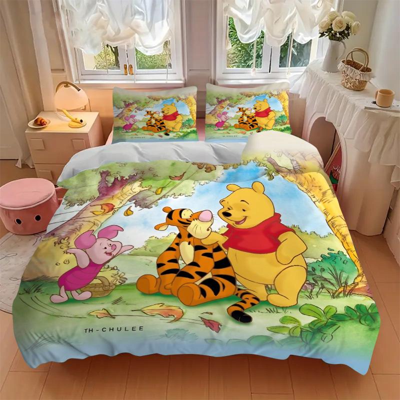 Pooh Piglet'S Adventure Print 3Pcs Bedding Setduvet Cover With 2 Bedropillowcase Home Birthday Gift