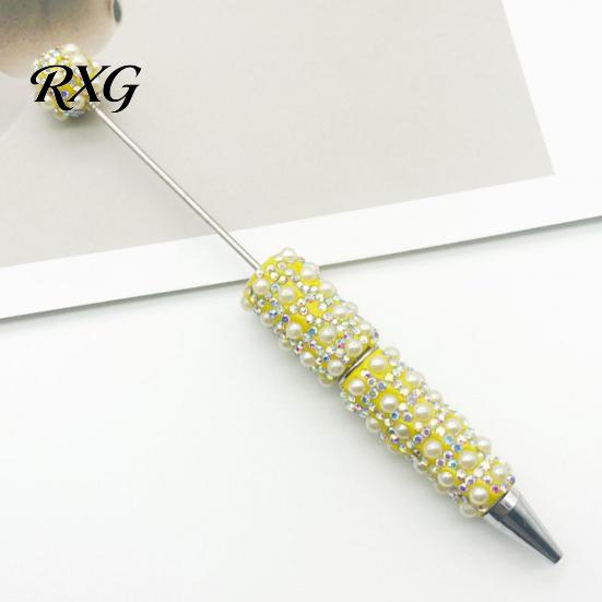 Faux Diamond Pen DIY Beadable Pen, Rhinestone Pearl Ballpoint Fancy Glitter Luxury for Crafting, Student Stationery Office Writing Tools Smooth