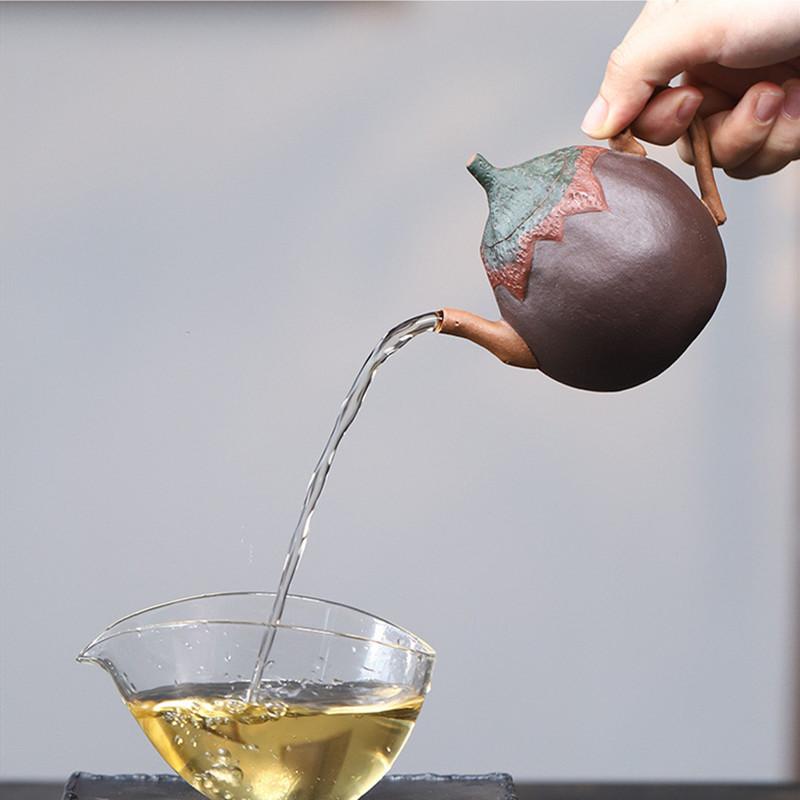 190ml Chinese Yixing Famous Purple Clay Teapot Creative Handmade Eggplant Model Tea Pot Tea Infuser Kettle Zisha Tea Set