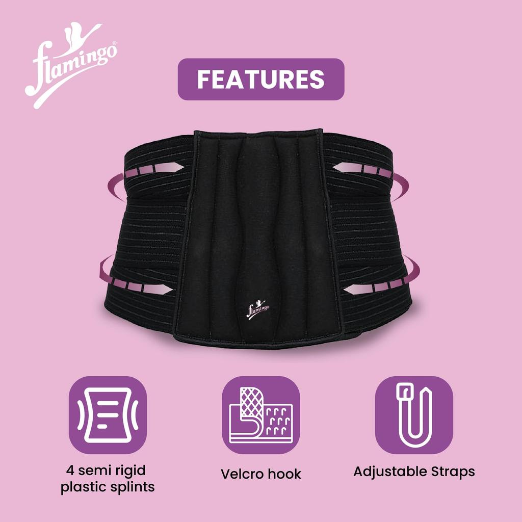 Flamingo L.S. Belt Compression Comfort | Lumbar Support Belt with 5 Plastic Splints & EVA Pad for Back Pain Relief, Spondylolysis, Degenerative D