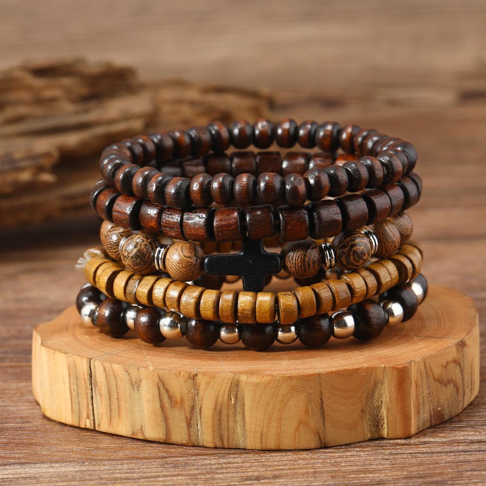 iF ME 20 Piece Retro Bohemian Style Men's Handmade Bead Bracelet Set, A Fashionable Gift for Friends, Sons, and Grandsons
