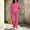 Women's Casual Hooded Sweatshirt and Pants Set with Pockets for Fall and Winter