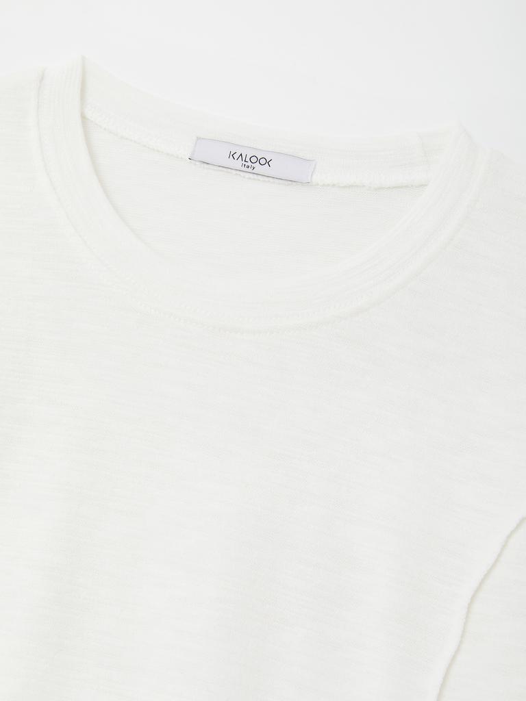 IKALOOK Casual Cutout Round Long Sleeve T-Shirt Ctee105