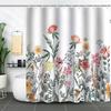Green Plant Waterproof and Mildew-proof Polyester Bathroom Shower Curtain Shower Curtain Partition Curtain Free of Punching