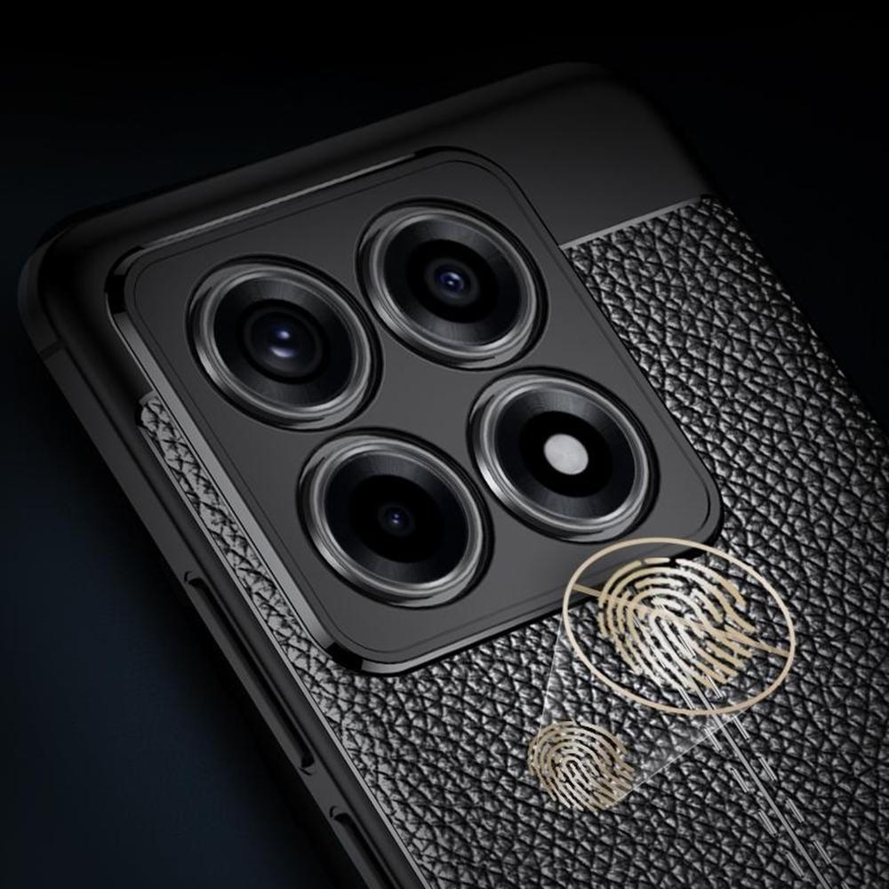 Für Xiaomi 14T Pro Hülle Litschi-Textur TPU Flexible Handyhülle,Schwarz