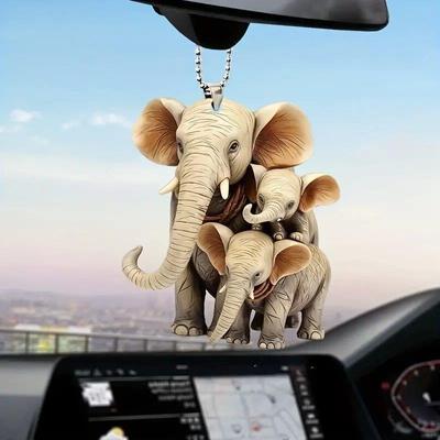 Neu Acryl 2D Elefanten Anhänger Auto Innen Auto Hängen Rucksack Keychain Dekorative Ornamente Geschenk