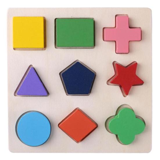 Wooden Shape Puzzle Board Geometric Shape Color Puzzle Matching Board Toddlers Fine Motor Skills Portable Travel Preschool