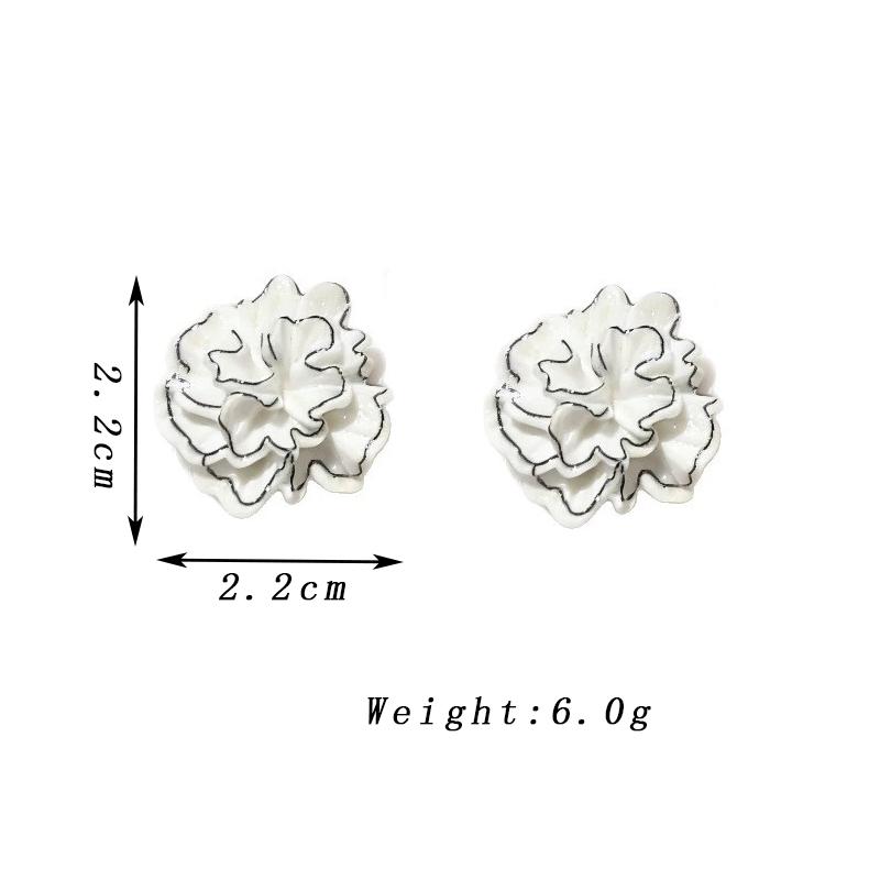

2026 New Fashion Big White Flower Earrings for Women Korean Temperament Acrylic Fold Petal Floral Stud Earrings Elegant Zircon