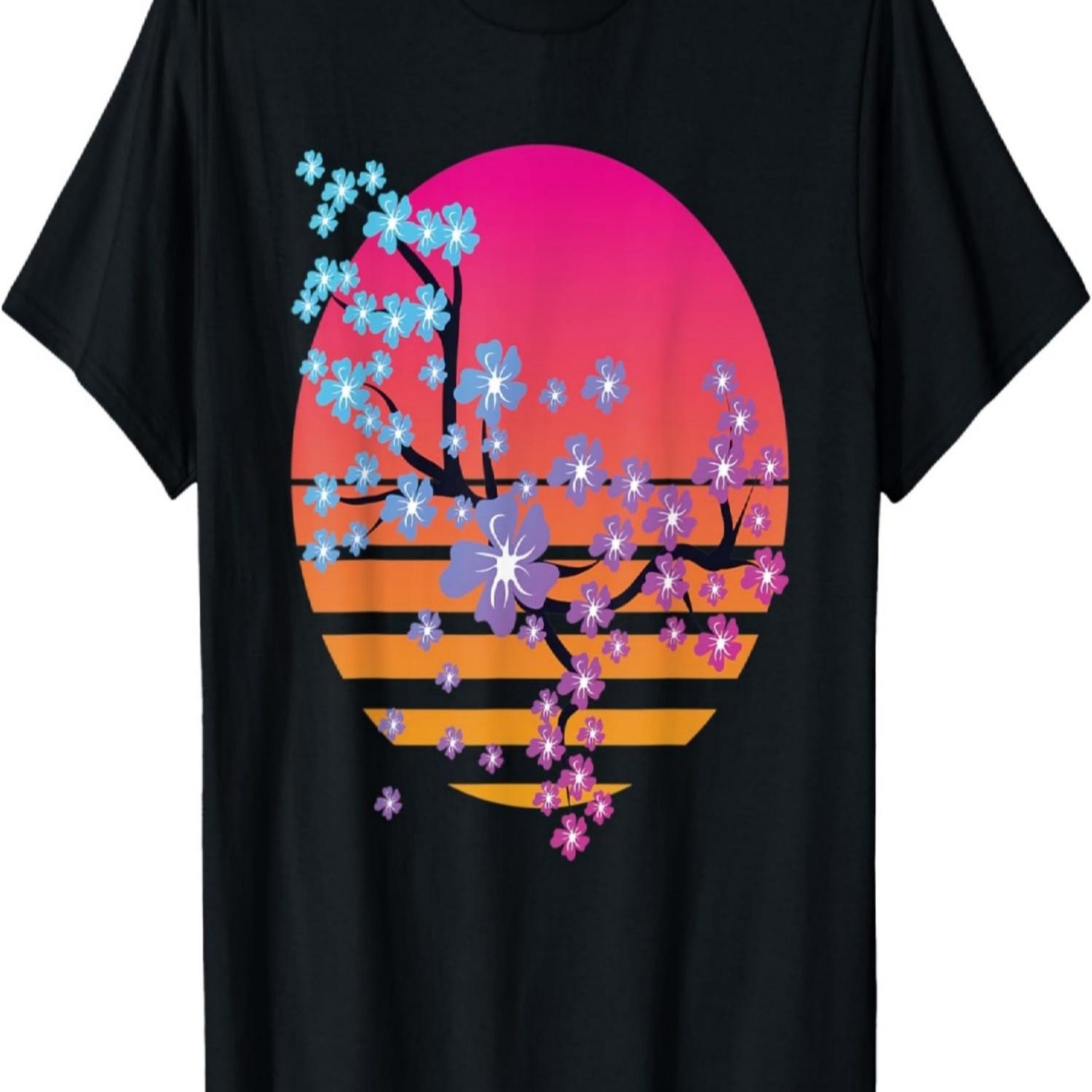 Pretty Sakura  Flower 80s Vaporwave Cherry Blossom T-Shirt S