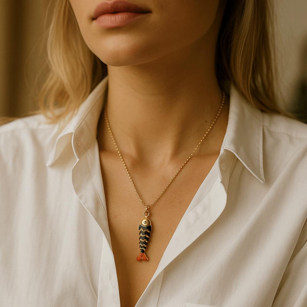 Goldfish Nylon Rope Necklace Marine Organism Charms Ocean Series Necklace Girls