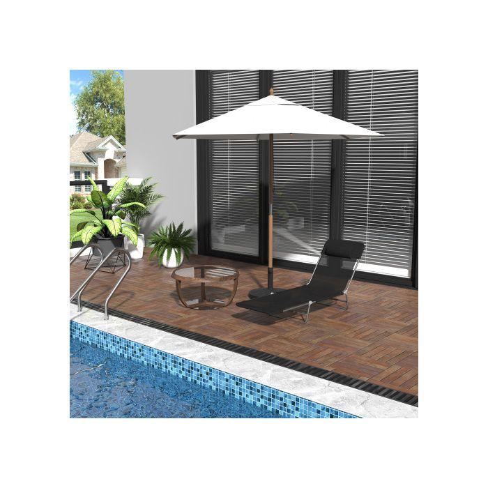 Chaise longue - MUVOE - Noir - Pliable - Dossier réglable - Design confortable