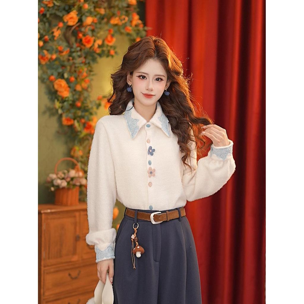 DaYuanSAD Embroidered Lace Long-Sleeved Women's Shirt #G15076