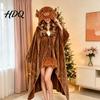 Comfortable Oversized Cape Animal Wearable Blanket Hoodie Adults Fleece Sweatshirt Winter Sleepwear Sleepwear Halloween Cosplay Costume Plush Hooded
