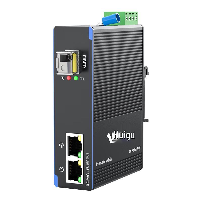Huigu Industrial Gigabit Single-Mode Fiber Optic Switch/Media Converter